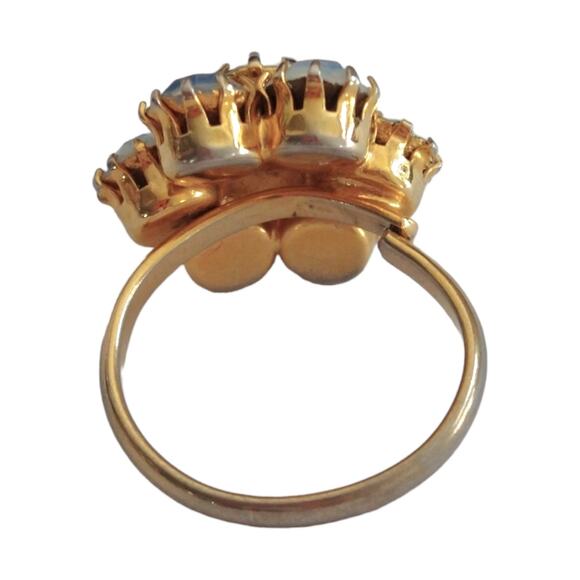 70's Vintage Faux Opal Cluster Adjustable Cocktail Ring 6 7 8 - Picture 4 of 5